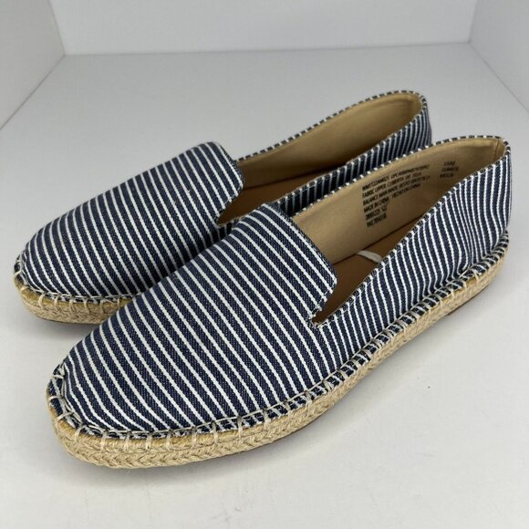 Time and Tru Shoes - Time And Tru Womens WMTT22AM025 Blue Stripes Slip-On Size 9 Espadrille Shoes